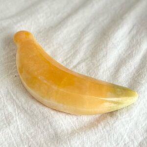 Vintage MCM Alabaster Carved Banana UV Reactive Stone